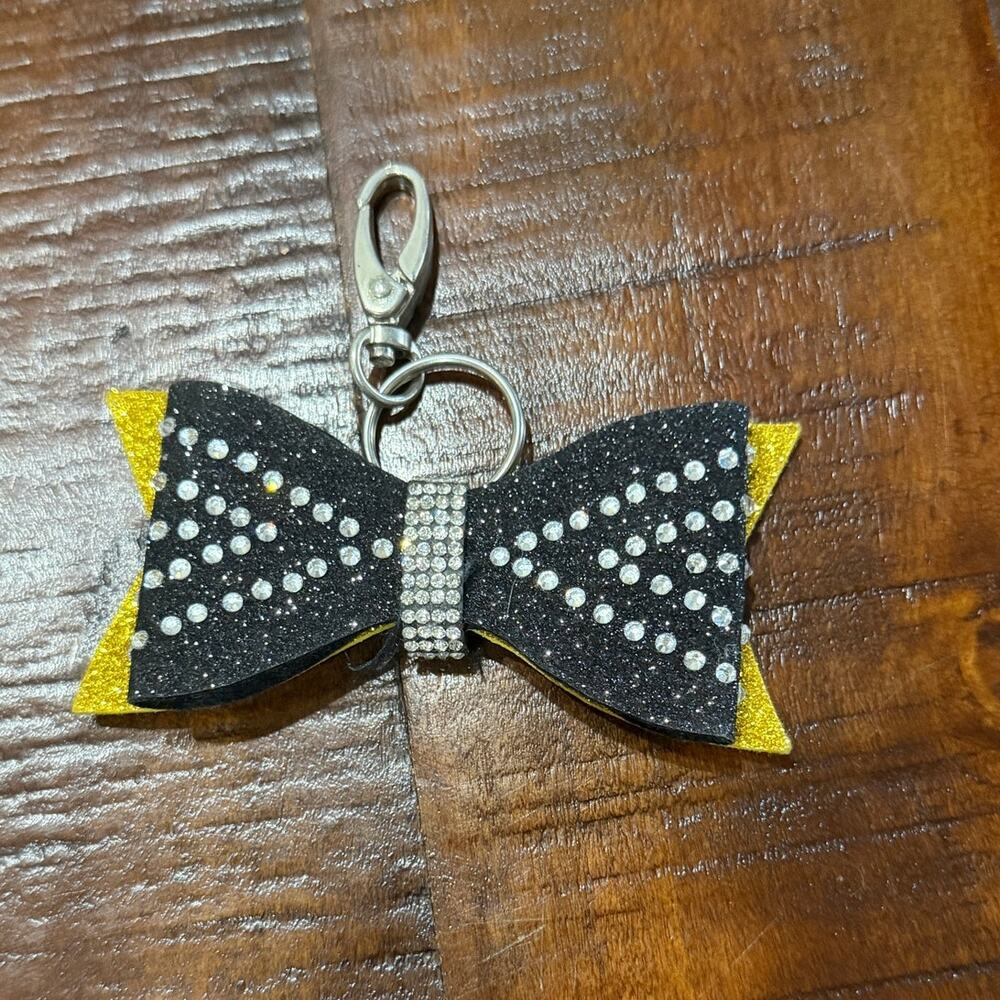 Rhinestone cheer bow keychain
